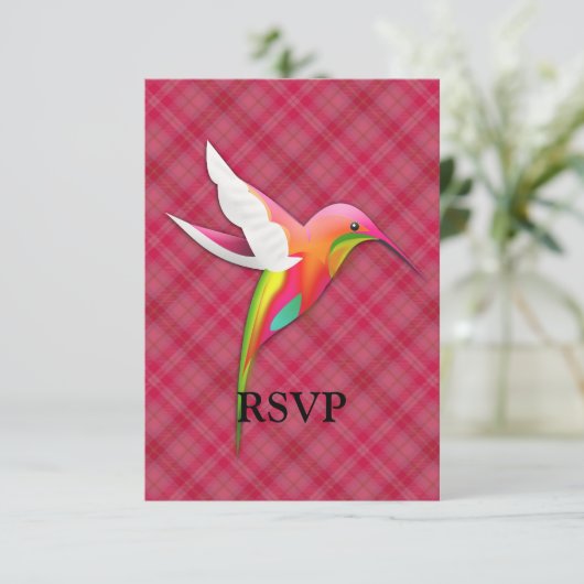 Kleurvogel met een levendige roze poel RSVP kaartje (Staand voorkant)