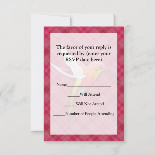 Kleurvogel met een levendige roze poel RSVP kaartje (Achterkant)