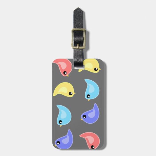 Kleurvogels grijs bagagelabel (Voorkant verticaal)