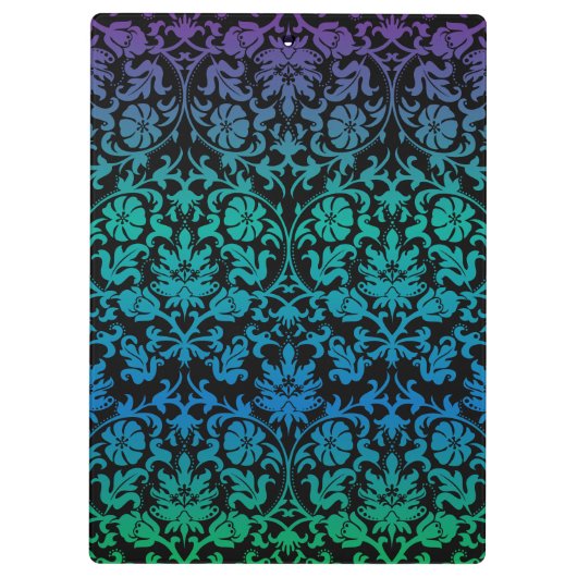 Kleurvol blauw, groen en Paars Floral Damask Klembord (Achterkant)