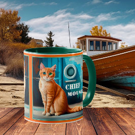 Kleurvolle Artistieke Kat Zeevaart Boot Mok