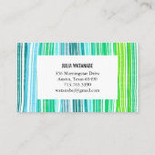 Kleurvolle blauwe groene minimalistische strepen h visitekaartje (Achterkant)