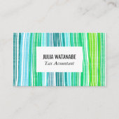 Kleurvolle blauwe groene minimalistische strepen h visitekaartje (Voorkant)