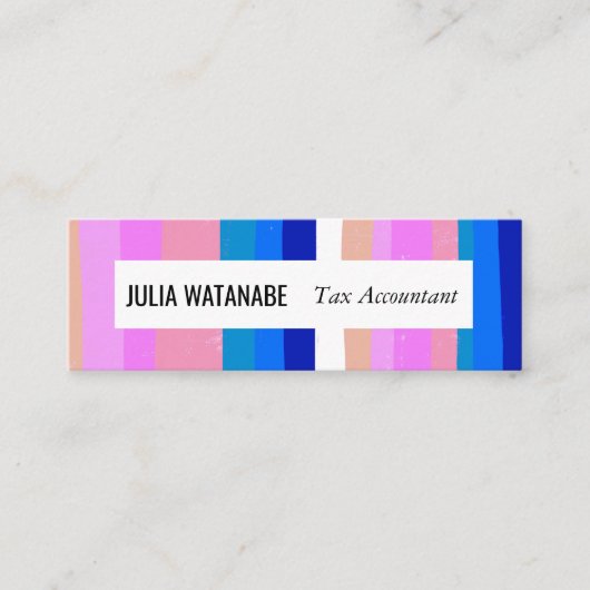 Kleurvolle blauwe roze minimalistische strepen han mini visitekaartje (Voorkant)