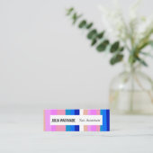 Kleurvolle blauwe roze minimalistische strepen han mini visitekaartje (Staand voorkant)