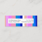 Kleurvolle blauwe roze minimalistische strepen han mini visitekaartje (Achterkant)