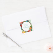 Kleurvolle bloemen Baby shower Square Stickers (Envelop)