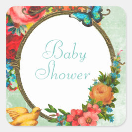 Kleurvolle bloemen Baby shower Square Stickers