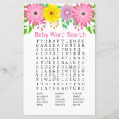 Kleurvolle bloemen Baby shower Word Search Game (Voorkant)