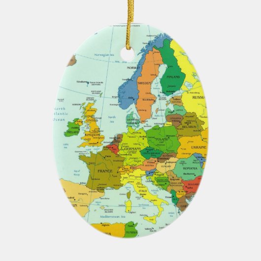 Kleurvolle Europese kaart met landen Keramisch Ornament (Voorkant)