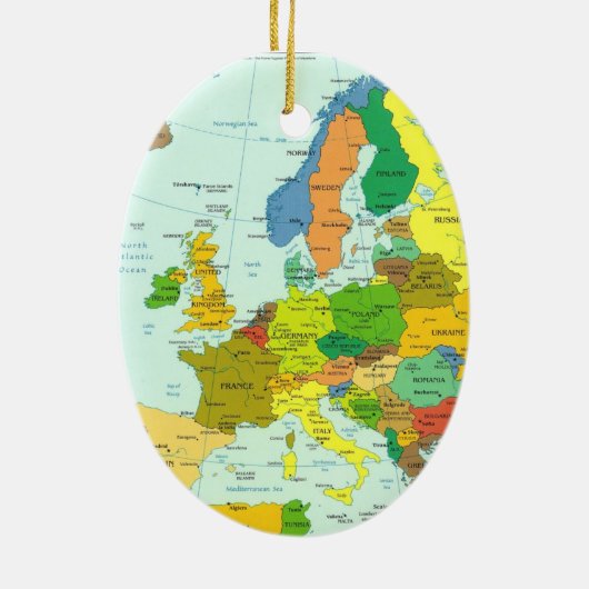 Kleurvolle Europese kaart met landen Keramisch Ornament (Achterkant)