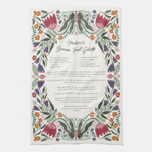 Kleurvolle familierecepten folk art bloemen theedoek