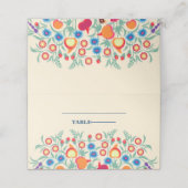 Kleurvolle Floral Folk Art Table Plaatskaartje (Buitenkant ongevouwen)