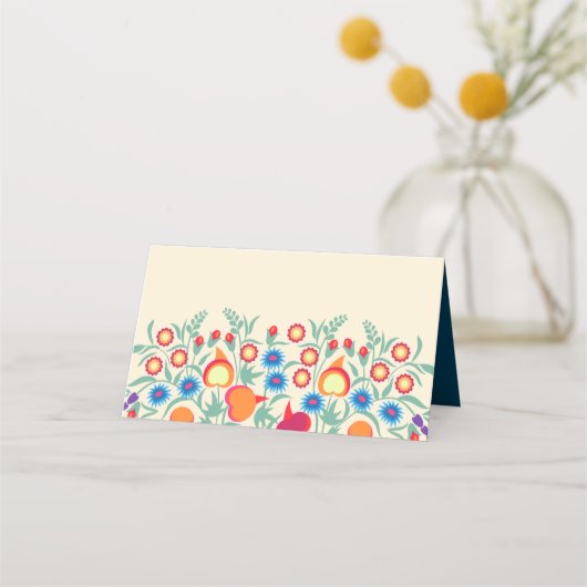 Kleurvolle Floral Folk Art Table Plaatskaartje (Achterkant)