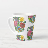 Kleurvolle Hongaarse bloemen Latte Mok (Linkerhoek)