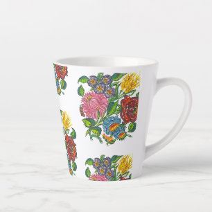Kleurvolle Hongaarse bloemen Latte Mok