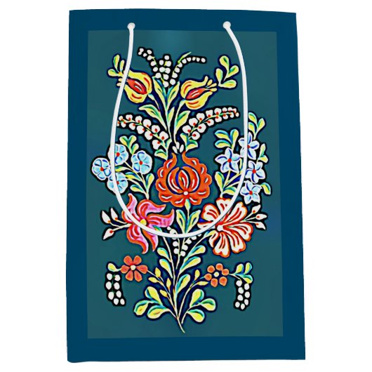 Kleurvolle Hongaarse bloemen Medium Cadeauzakje (Voorkant)