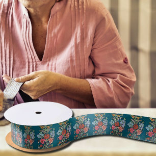 Kleurvolle Hongaarse bloemen Satijnen Lint