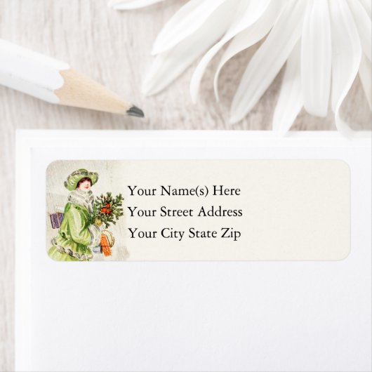 Kleurvolle kerstwinkels voor dames etiket (Insitu)