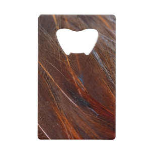 Kleurvolle Peacock Feather in detail Creditkaart Flessenopener