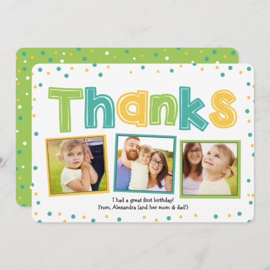 Kleurvolle Stippen Bedankt | Dankkaart (Voorkant / Achterkant)