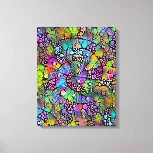 Kleurvolle Stippen Spirals Handschilderen 1 Canvas Afdruk (Voorkant)