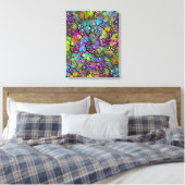 Kleurvolle Stippen Spirals Handschilderen 1 Canvas Afdruk (Insitu (Slaapkamer))
