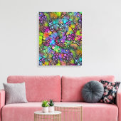 Kleurvolle Stippen Spirals Handschilderen 1 Canvas Afdruk (Insitu (Woonkamer))