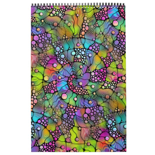 Kleurvolle Stippen Spirals Handschilderen 1 Kalender (Hoes)