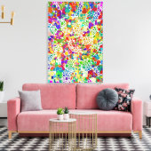 Kleurvolle Stippen Spirals Handschilderen 2 Canvas Afdruk (Insitu (Woonkamer))