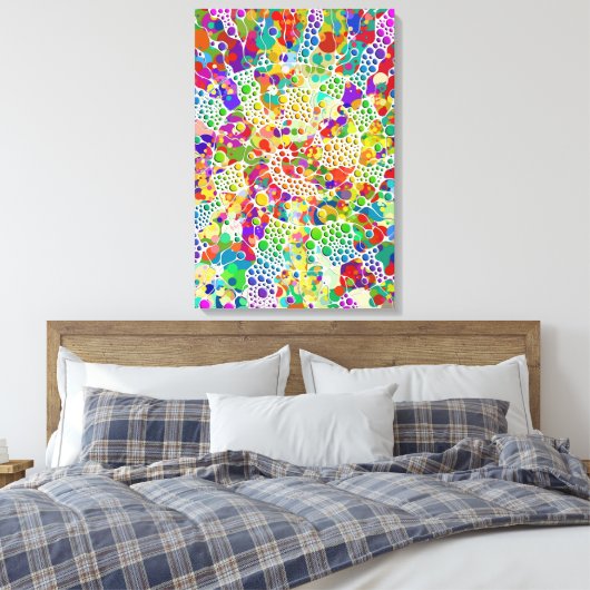 Kleurvolle Stippen Spirals Handschilderen 2 Canvas Afdruk (Insitu (Slaapkamer))