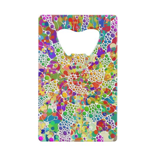 Kleurvolle Stippen Spirals Handschilderen 2 Creditkaart Flessenopener (Voorkant)