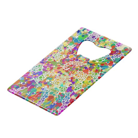 Kleurvolle Stippen Spirals Handschilderen 2 Creditkaart Flessenopener (Achterkant Gekanteld)