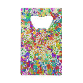 Kleurvolle Stippen Spirals Handschilderen 2 Creditkaart Flessenopener (Achterkant)