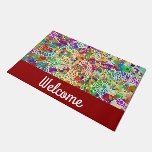 Kleurvolle Stippen Spirals Handschilderen 2 Deurmat (Schuin)