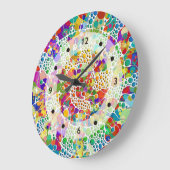 Kleurvolle Stippen Spirals Handschilderen 2 Grote Klok (Hoek)