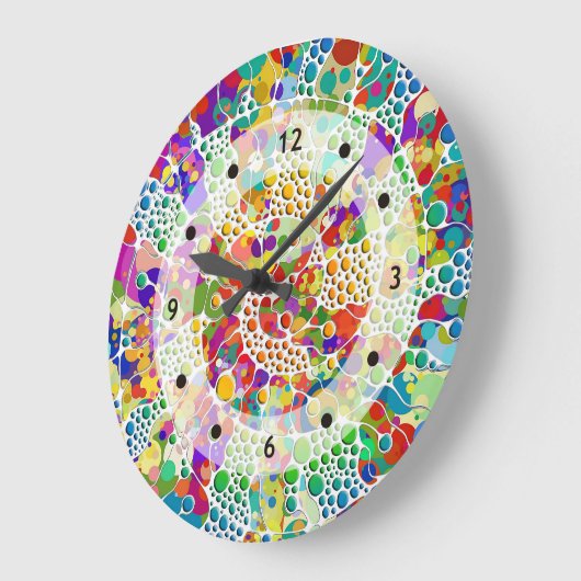 Kleurvolle Stippen Spirals Handschilderen 2 Grote Klok (Hoek)