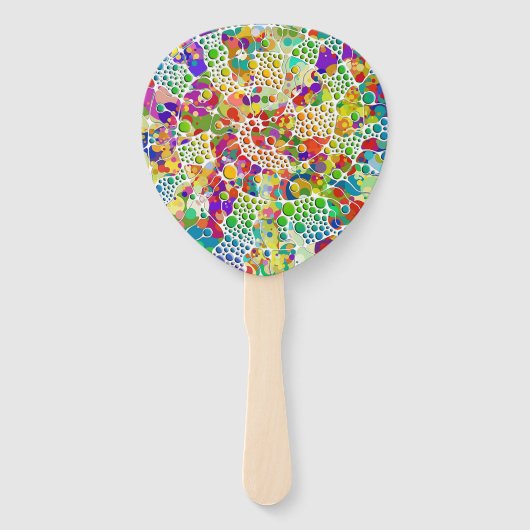 Kleurvolle Stippen Spirals Handschilderen 2 Handwaaier (Voorkant)