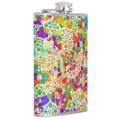 Kleurvolle Stippen Spirals Handschilderen 2 Heupfles (Rechts)