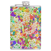 Kleurvolle Stippen Spirals Handschilderen 2 Heupfles (Voorkant)