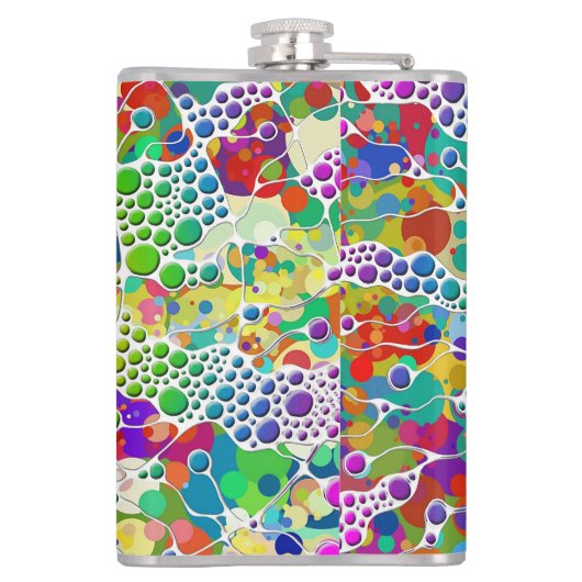 Kleurvolle Stippen Spirals Handschilderen 2 Heupfles (Achterkant)