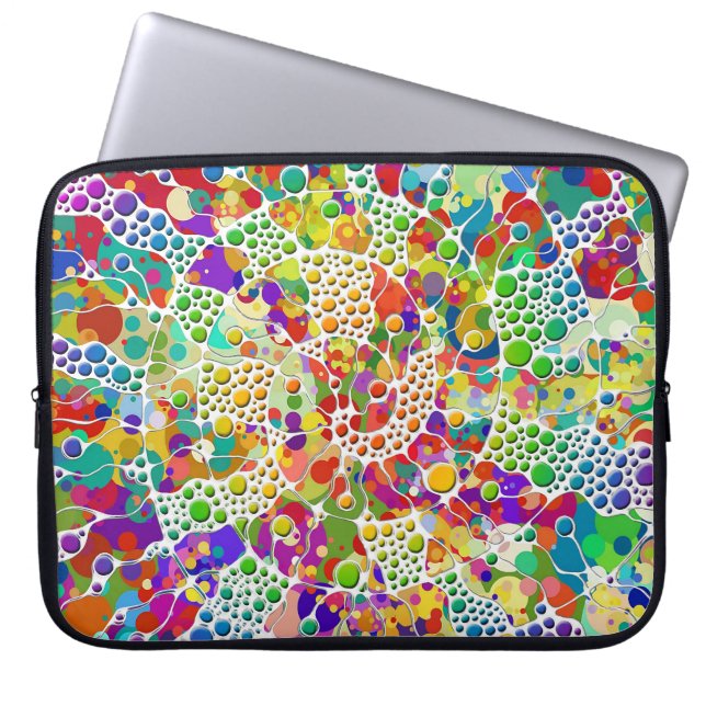 Kleurvolle Stippen Spirals Handschilderen 2 Laptop Sleeve (Voorkant)