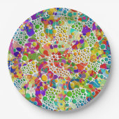 Kleurvolle Stippen Spirals Handschilderen 2 Papieren Bordje (Voorkant)