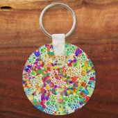 Kleurvolle Stippen Spirals Handschilderen 2 Sleutelhanger (Voorkant)