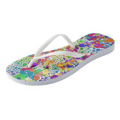 Kleurvolle Stippen Spirals Handschilderen 2 Teenslippers (Schuin)