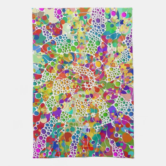 Kleurvolle Stippen Spirals Handschilderen 2 Theedoek (Verticaal)