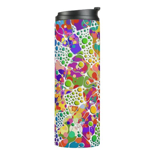 Kleurvolle Stippen Spirals Handschilderen 2 Thermosbeker (Gedraaid links)
