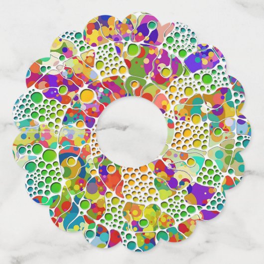 Kleurvolle Stippen Spirals Handschilderen 2 Wijnglaslabel (Voorkant)