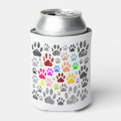 Kleurvolle, vervormde hond schildert afdrukken op blikjeskoeler (Blikje Voorkant)