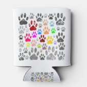 Kleurvolle, vervormde hond schildert afdrukken op blikjeskoeler (Achterkant)